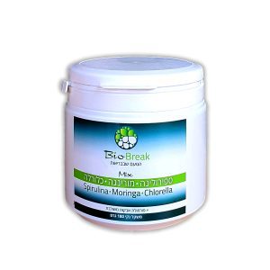 אבקת מיקס ספירולינה, מורינגה, כלורלה bio break 180 גרם