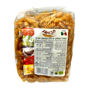 פסטה פוסילי כוסמין, עדשים וקינואה אורגני 400 גרם – תבואות