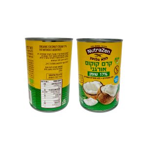 קרם קוקוס אורגני 17% שומן בפחית ללא גלוטן