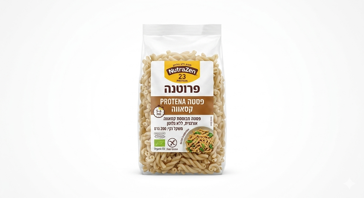 פסטה PRO קסרצ’ה – 250 גרם NutraZen קמח עדשים צהובות
