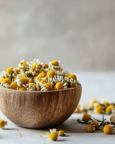 aviv8941_Dried_chamomile_flowers_in_a_wooden_bowl_on_a_table_an_dedce176-47e9-4abf-a55e-3ab08bffe217