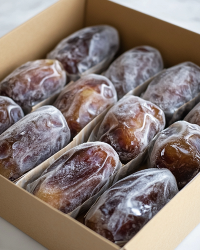 aviv8941_Giant_moist_frozen_bonbon_dates_in_a_box_on_a_table_an_80f58cf8-ee29-4956-9e73-107b53444477