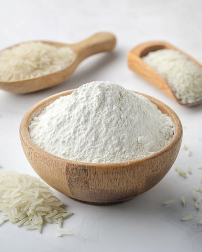aviv8941_Rice_flour_in_a_bowl_on_a_table_with_rice_and_a_white__a8d3f0ea-e02c-4eaf-814c-bd841c414c50