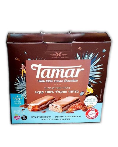 חטיף תמר בציפוי שוקולד מארז (6 יחידות) שקד תבור ללא תוספת סוכר